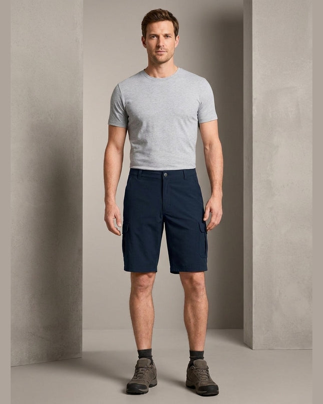 Shorts funksionale të kaltra të errëta për Meshkuj - Model Front