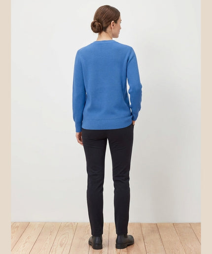 Pulovër me thurje të hollë e kaltër për Femra - Model Back
