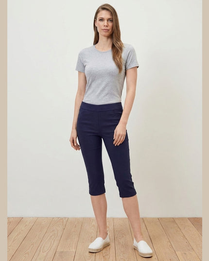 Pantallona 3/4 Bengalin Kaltër e Errët për Femra - Model Front