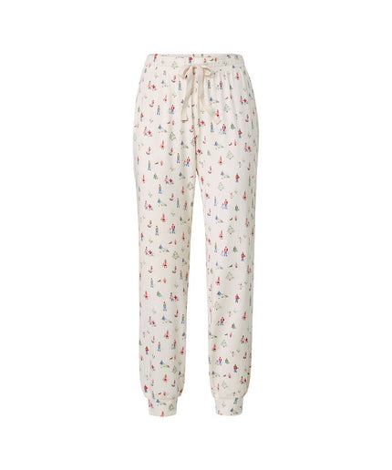 Pantallona Relax krem me print për Femra - Ghost Front