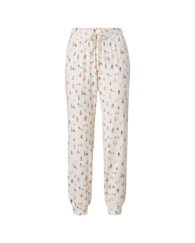 Pantallona Relax krem me print për Femra - Ghost Front