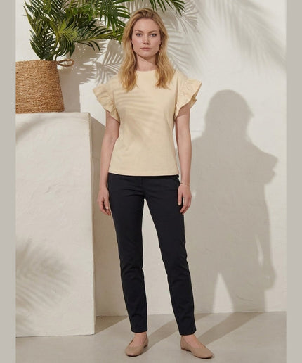 Maicë me volanë ngjyrë rëre për Femra - Model Front