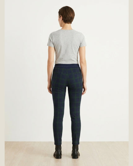 Pantallona Stretch me kuadrate të kaltër e të gjelbër për Femra - Model Back