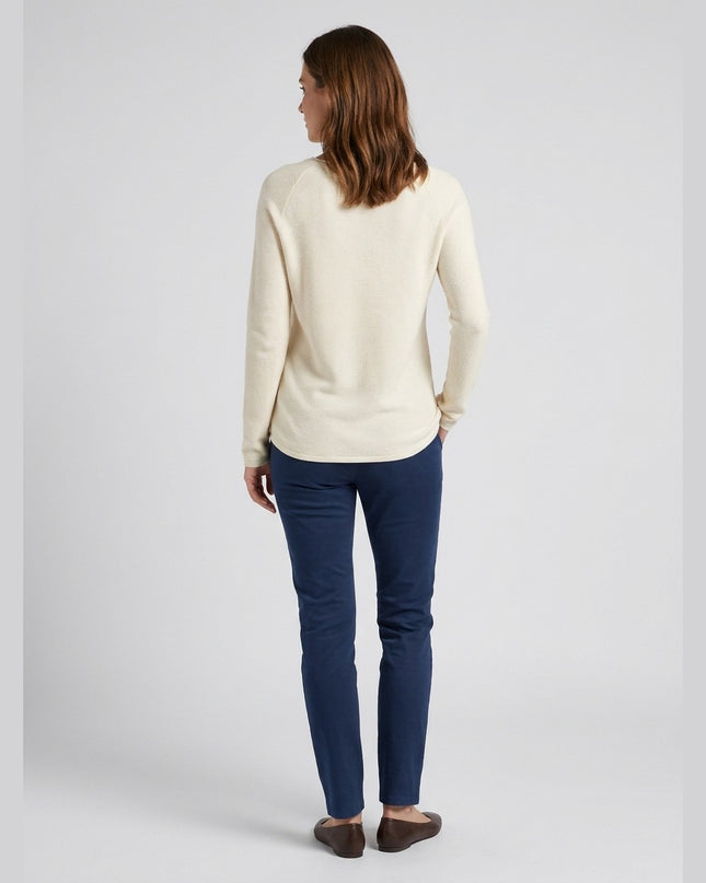 Pulovër e thurur krem për Femra - Model Back