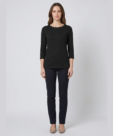 Maicë me mëngë 3/4 e zezë për Femra - Model Front