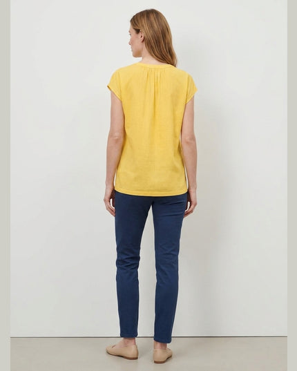 Bluzë me mëngë të shkurtra e verdhë për Femra - Model Back