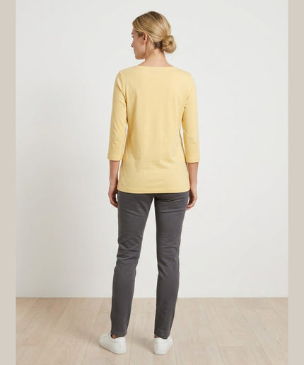 Maicë me mëngë 3/4 e verdhë për Femra - Model Back