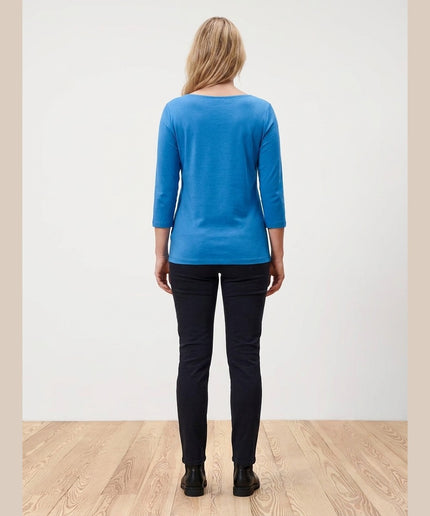 Maicë me mëngë 3/4 e kaltër për Femra - Model Back