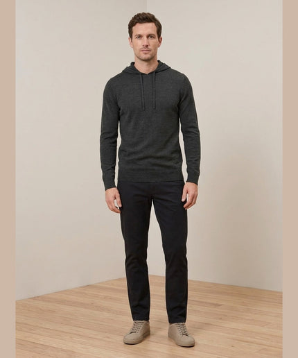 Hoodie me thurje të imët ngjyrë antracit melazh për Meshkuj - Model Front