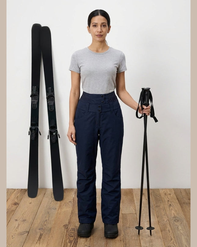 Pantallona skijimi të kaltra të mbyllura për Femra - Model Front