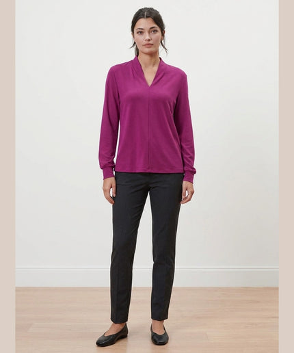 Maicë me mëngë të gjata ngjyrë manaferre për Femra - Model Front