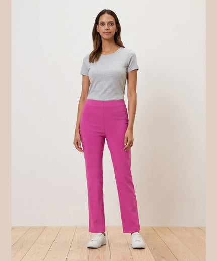 Pantallona stretch Rozë për Femra - Model Front