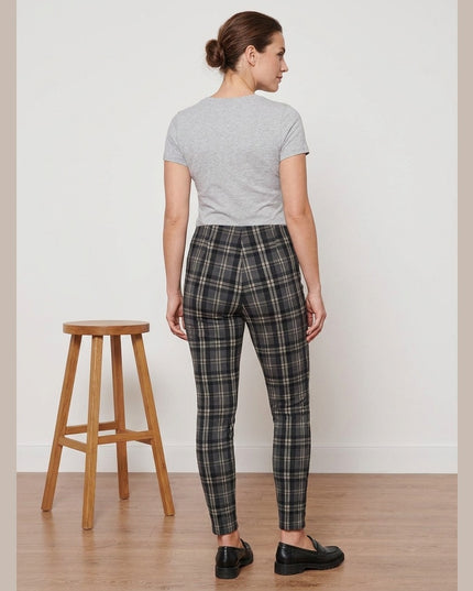 Pantallona Stretch me Karro Gri-Zezë për Femra - Model Back