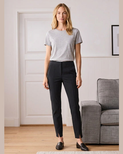 Pantallona stretch të zinj për Femra - Model Front