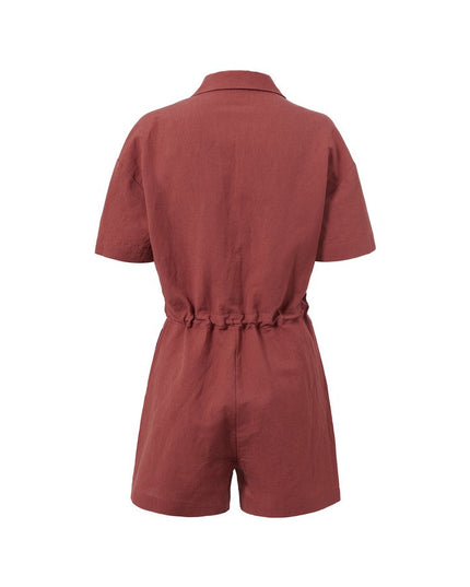 Jumpsuit i shkurtër Kafe e kuqërremtë për Femra - Ghost Back