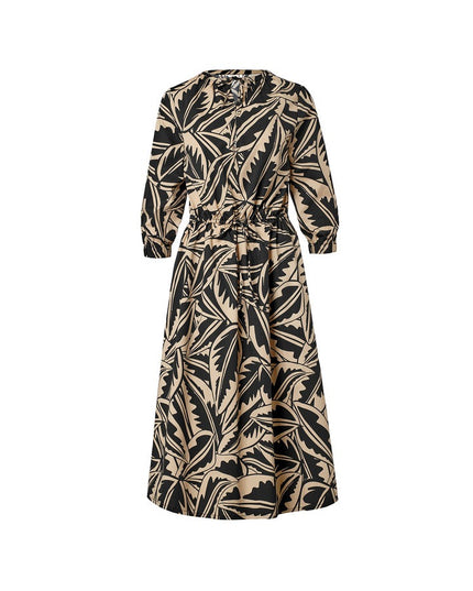 Fustan Poplin me Print Palme për Femra - Ghost Front