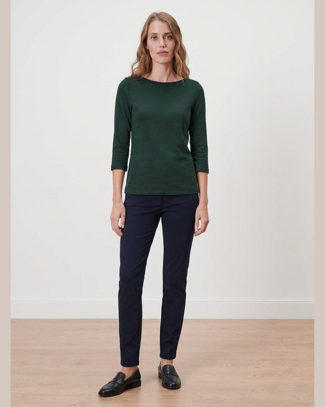 Maicë me mëngë 3/4 e gjelbër e mbyllur për Femra - Model Front