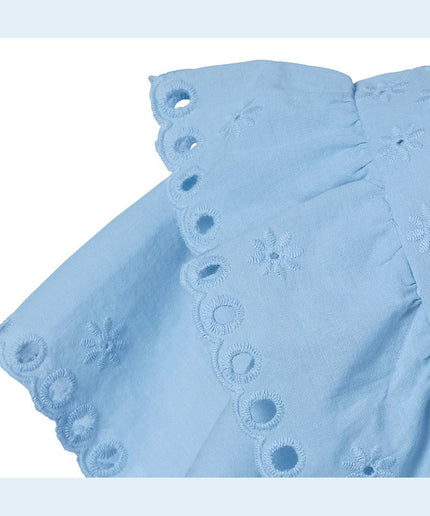 Maicë me qëndisje e kaltër e hapur për Femra - Detail 1