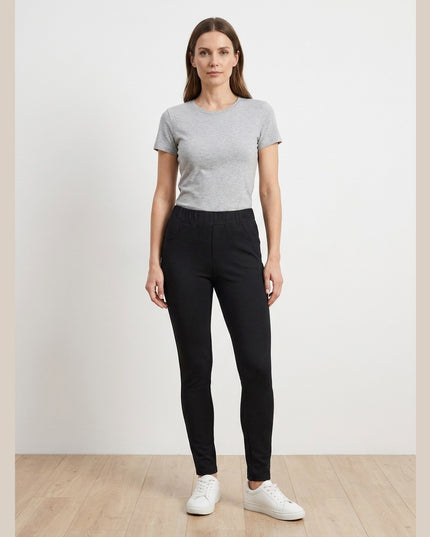 Leggings të zeza denim për Femra - Model Front
