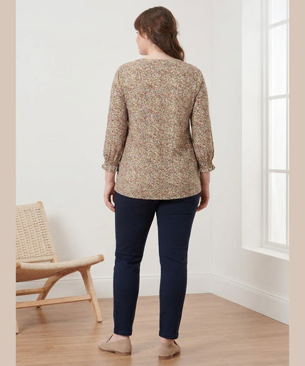Bluzë me mëngë 3/4 shumëngjyrëshe me print floral për Femra - Model Back