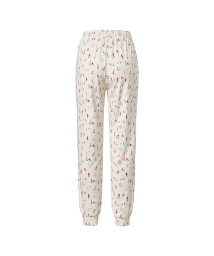 Pantallona Relax krem me print për Femra - Ghost Back