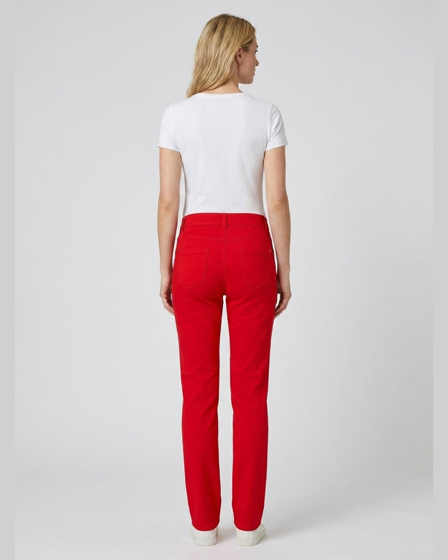 Pantallona Slim-Fit të Kuqe për Femra