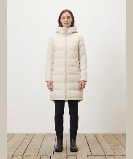Pallto me tegela bezhë për Femra - Model Front