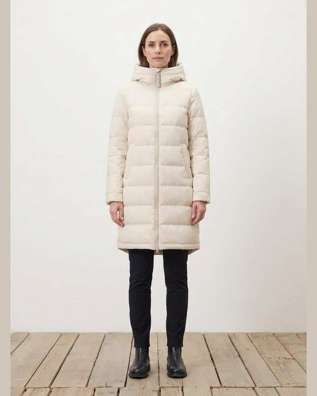 Pallto me tegela bezhë për Femra - Model Front
