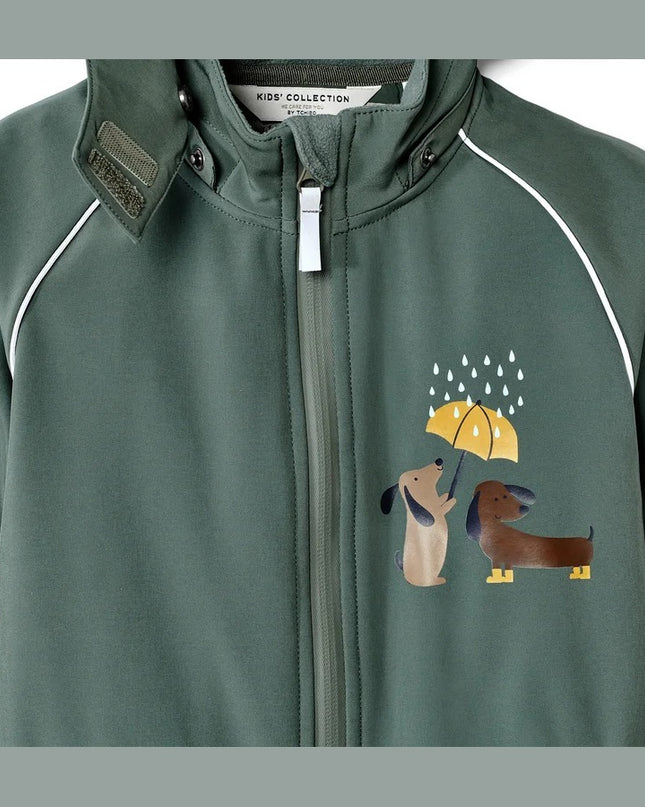 Kombinizon Softshell i gjelbër i mbyllët me print shumëngjyrësh për Fëmijë - Detail 3