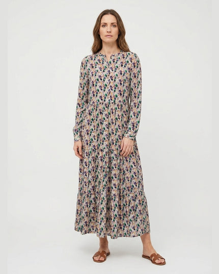 Fustan maxi me shtresa shumëngjyrësh për femra - Model Front