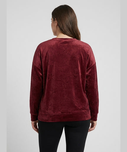 Pulovër Kadife Vishnje me Yje për Femra - Model Back