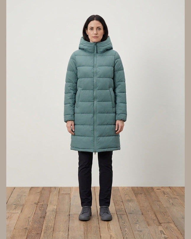 Pallto me tegela ngjyrë sherbelë për Femra - Model Front