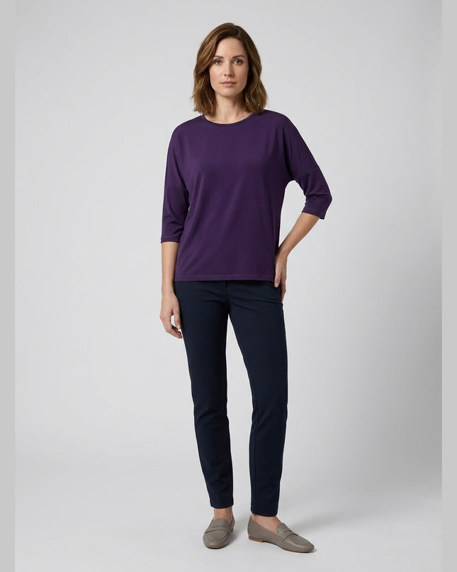 Maicë sportive 3/4 e vjollcë për Femra - Model Front