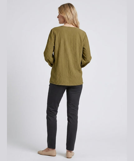 Bluzë tunikë e gjelbër ulliri për Femra - Model Back