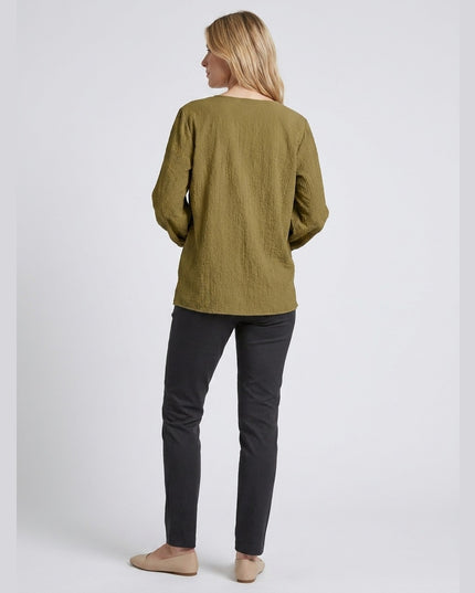 Bluzë tunikë e gjelbër ulliri për Femra - Model Back