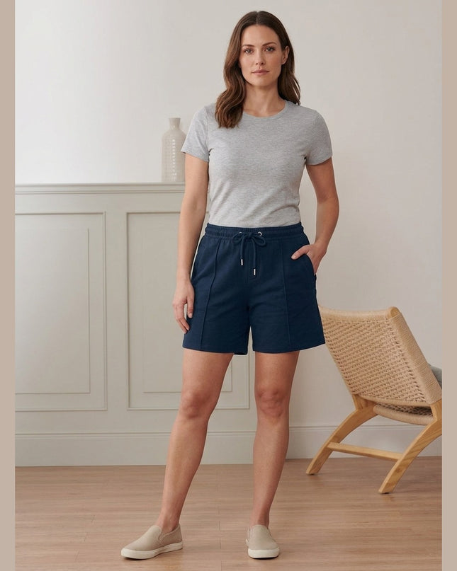 Pantallona të shkurtra Sweat blu e errët për Femra - Model Front