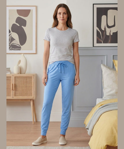 Pantallona relax të kaltër për Femra - Model Front